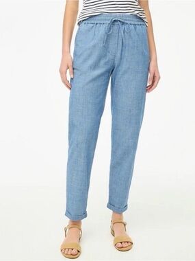 J. Crew Chambray Drawstring Waist Cuffed Ankle Pants size 6